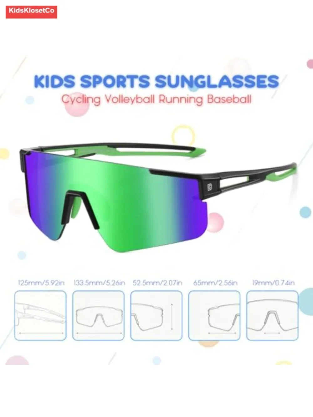 Kids Sports Sunglasses UV400 Protection TR90 Frame Polycarbonate Lenses